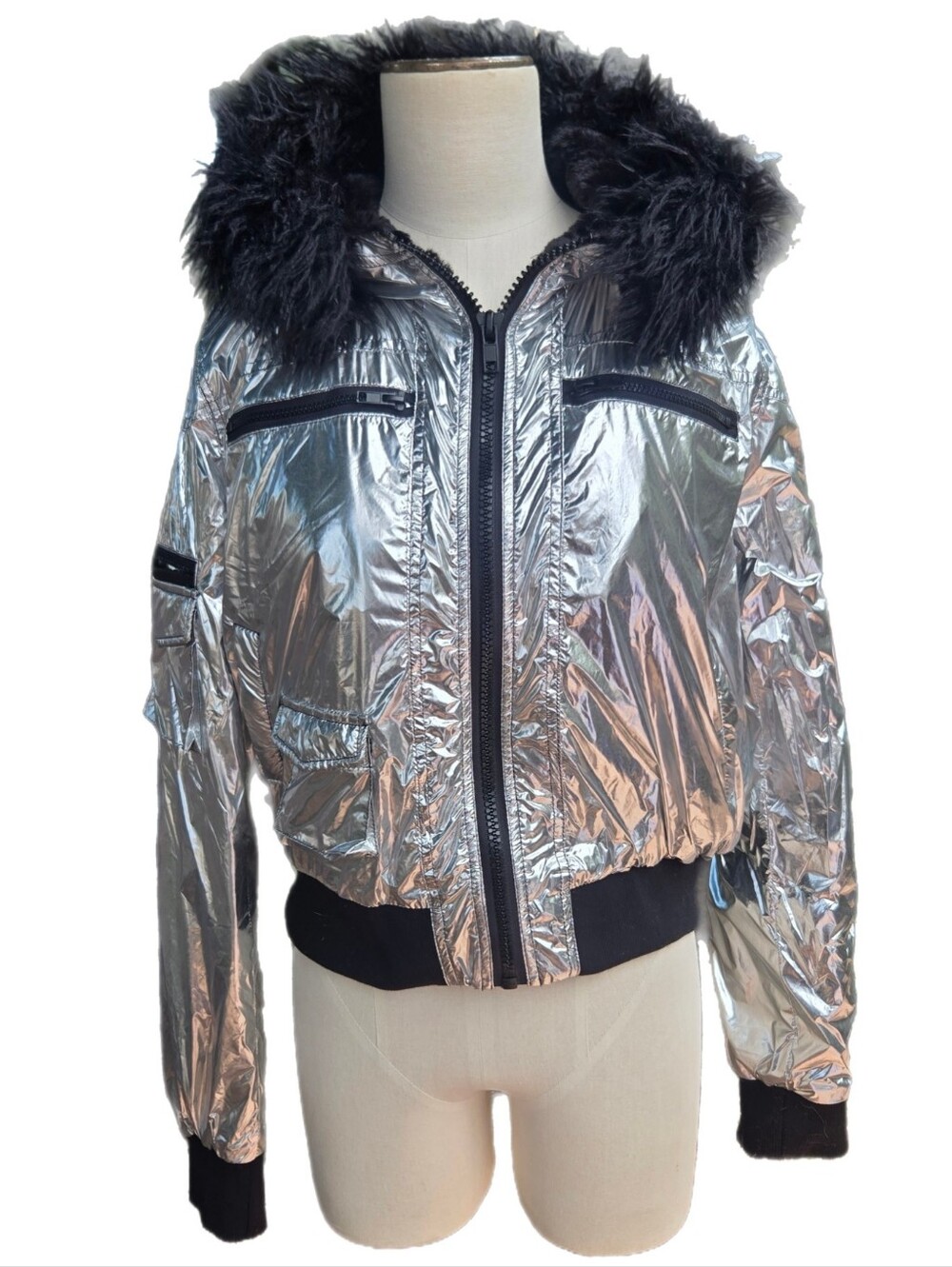 Widow Cyberpunk Cinema Metallic Bomber Jacket By Dollskill